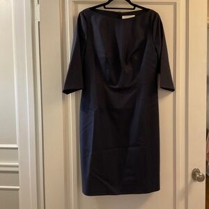 Hugo Boss Deitua Virgin Wool Blue Houndstooth Sheath Dress Women’s Size 10